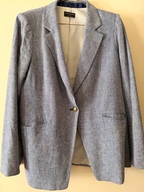 Lane Bryant White Pinstripe Lined Blazer